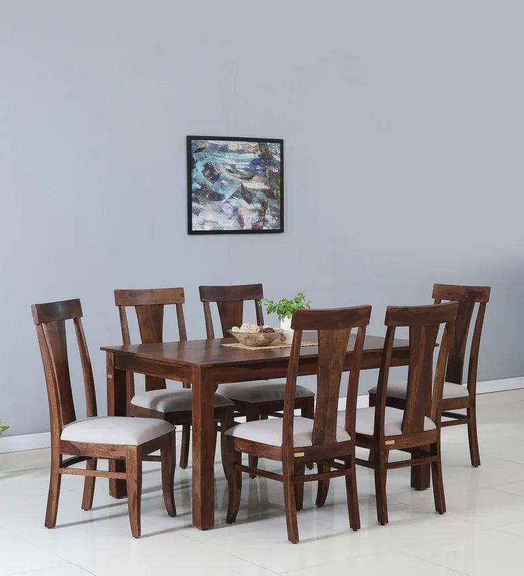 Sheesham Wood 6 Seater Dining Set In Provincial Teak Finish