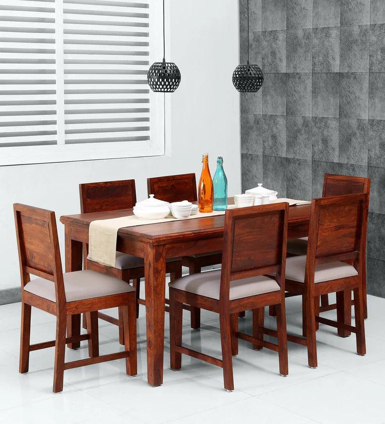 Sheesham Wood 6 Seater Dining Set In Provincial Teak Finish