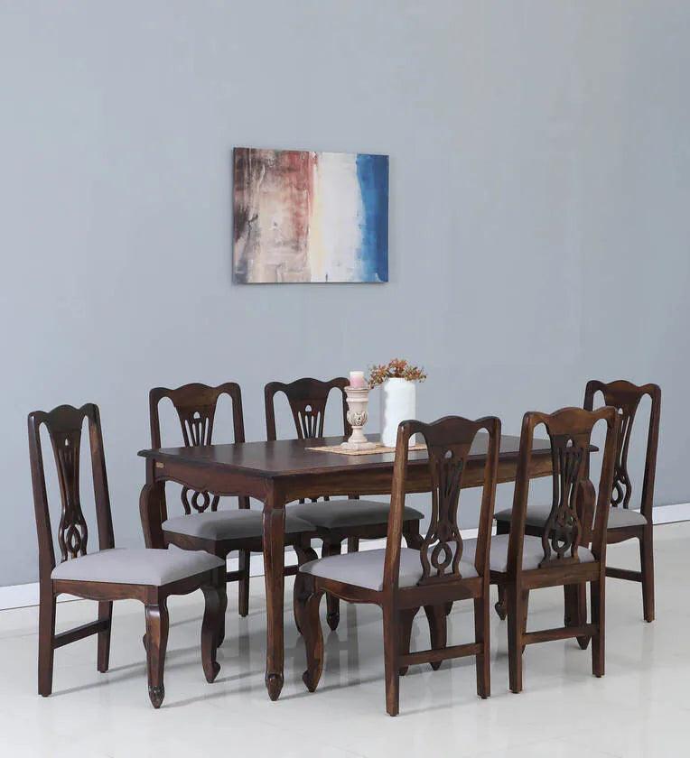 Sheesham Wood 6 Seater Dining Set In Scratch Resistant Provincial Teak Finish