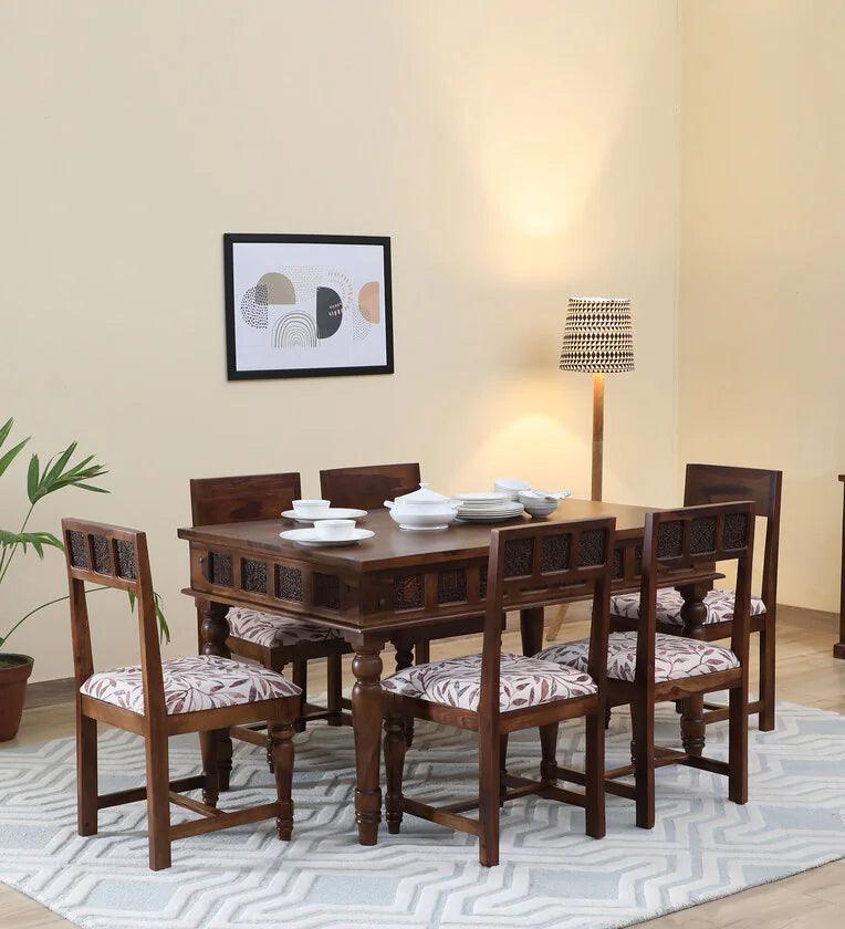 Sheesham Wood 6 Seater Dining Set In Scratch Resistant Provincial Teak Finish