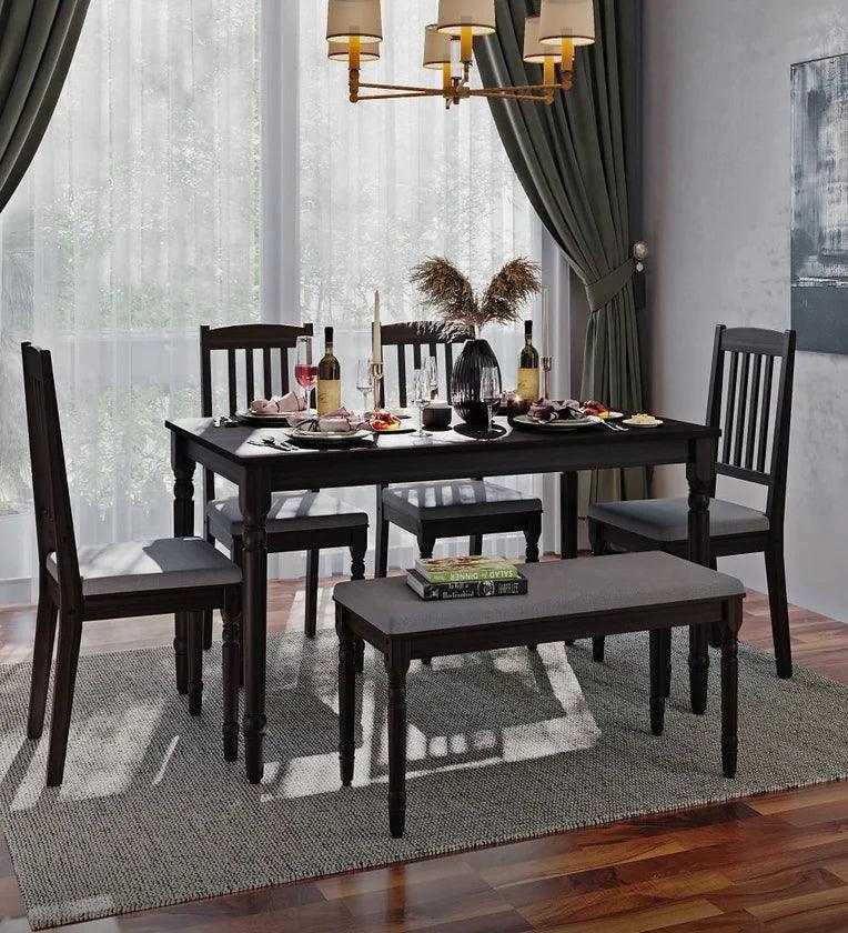 Sheesham Wood 6 Seater Dining Set In Vintage Dark Finish