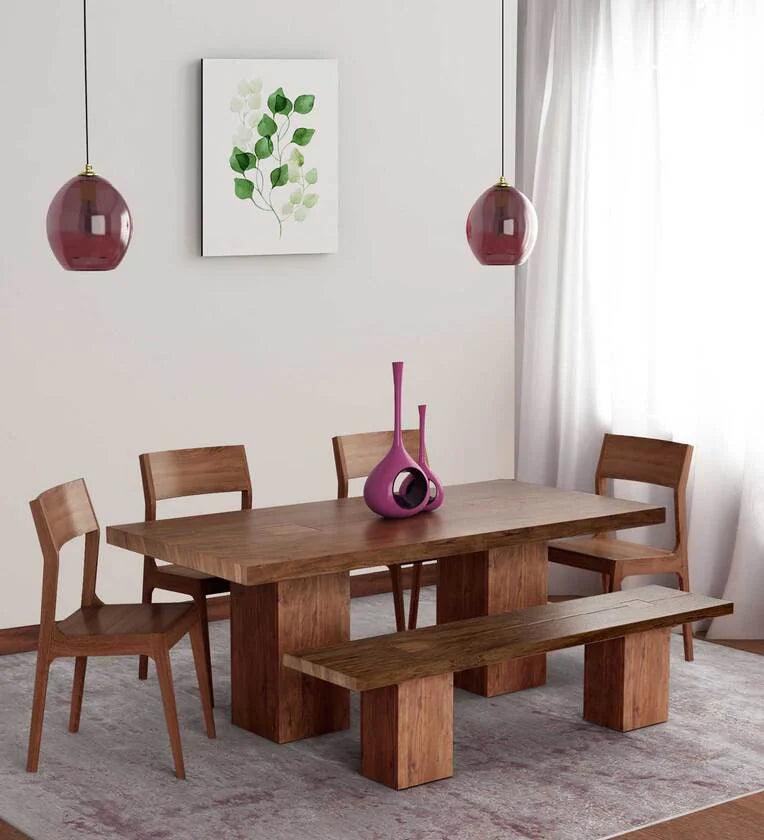 Solid Wood 6 Seater Dining Set In Premium Acacia Finish