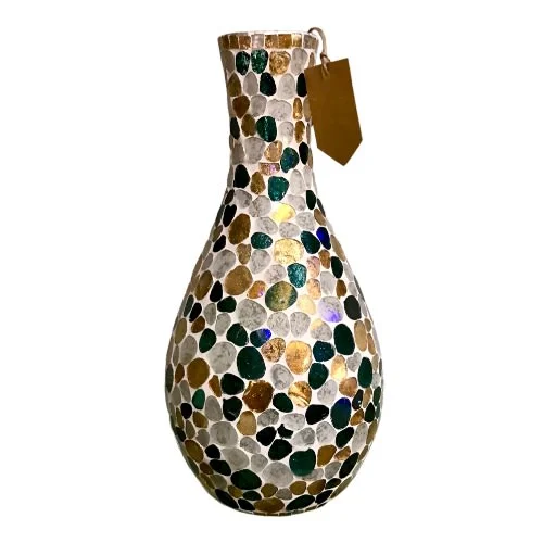 Home Decorative Mosaic Crackled Glass Flower Vase - 11.5"