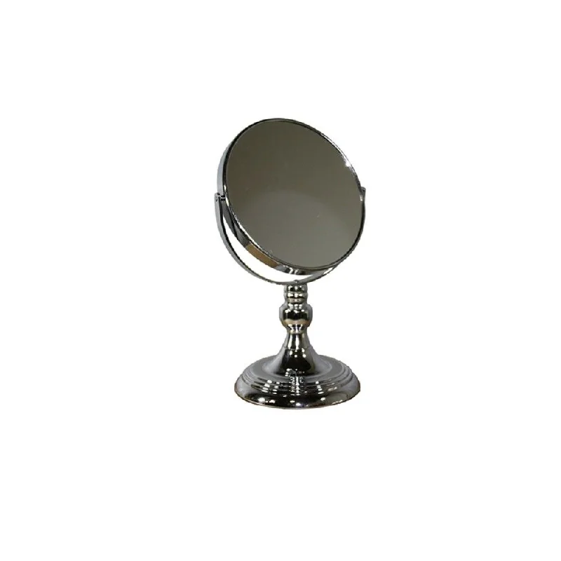 12" Round Framed Makeup Shaving Tabletop Mirror - Silver