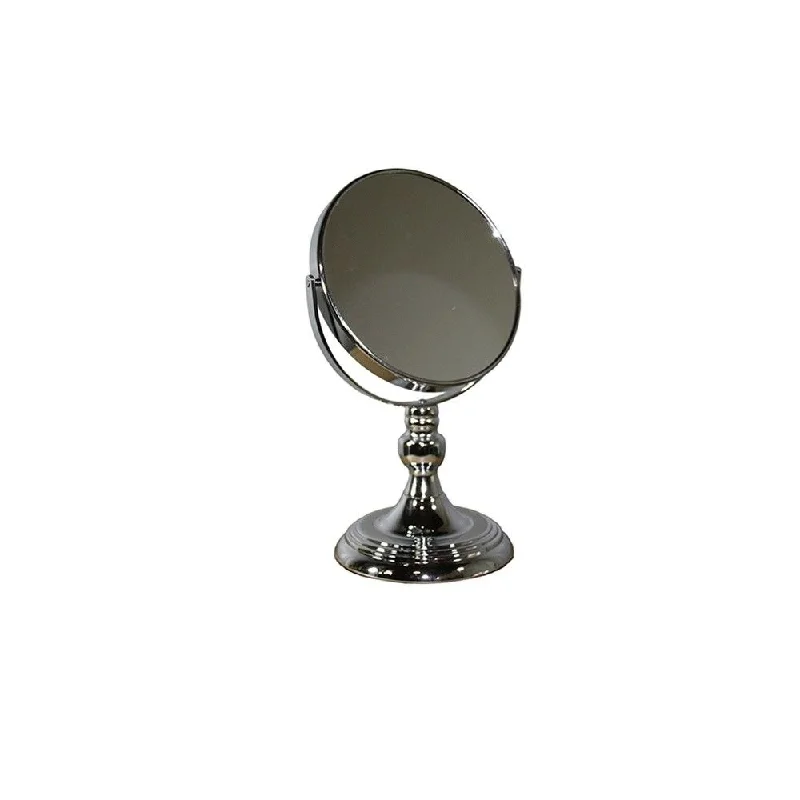 12" Round Metal Framed Makeup Shaving Tabletop Mirror - Silver