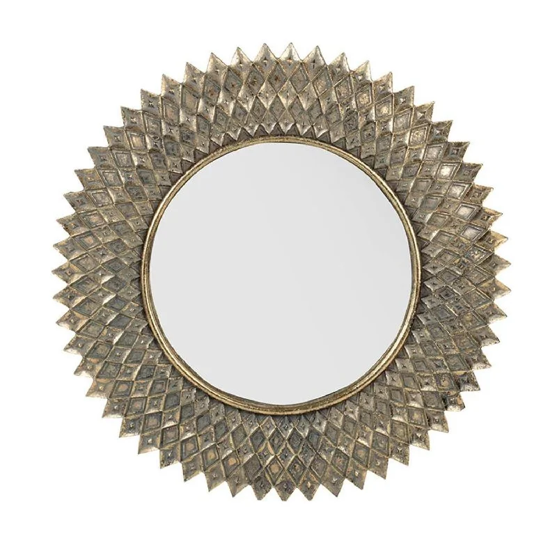 13" Sunburst Framed Accent Mirror - Gold