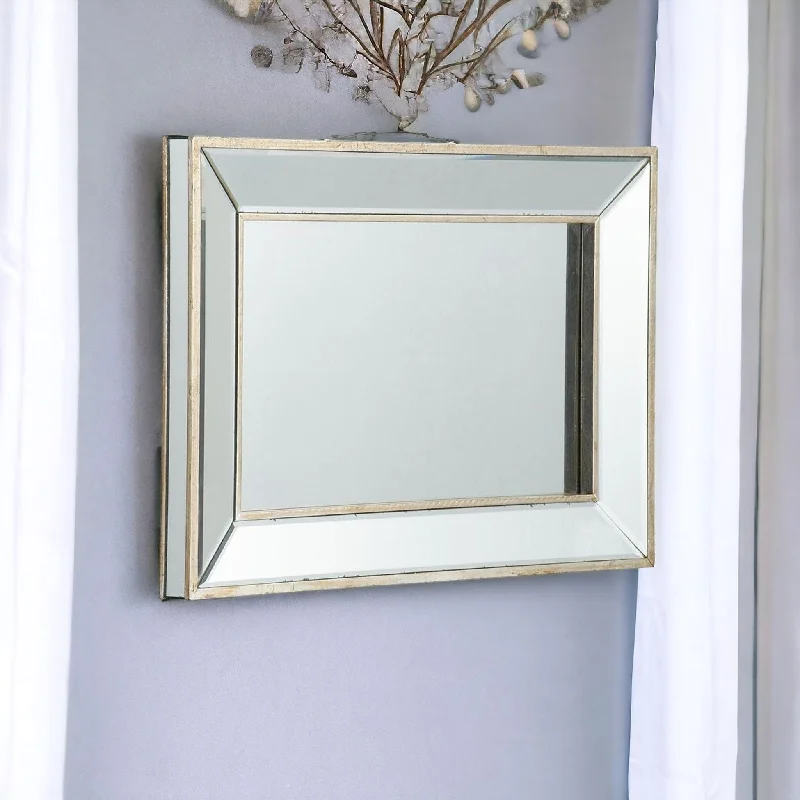 16" Glass Framed Accent Mirror - Silver