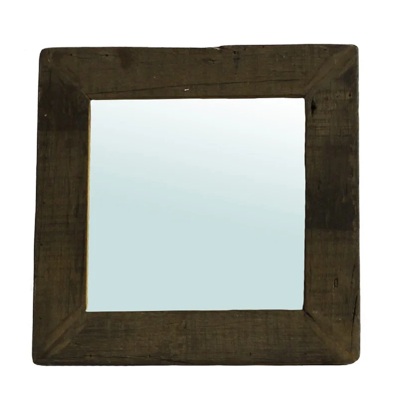 16" Square Framed Accent Mirror - Brown