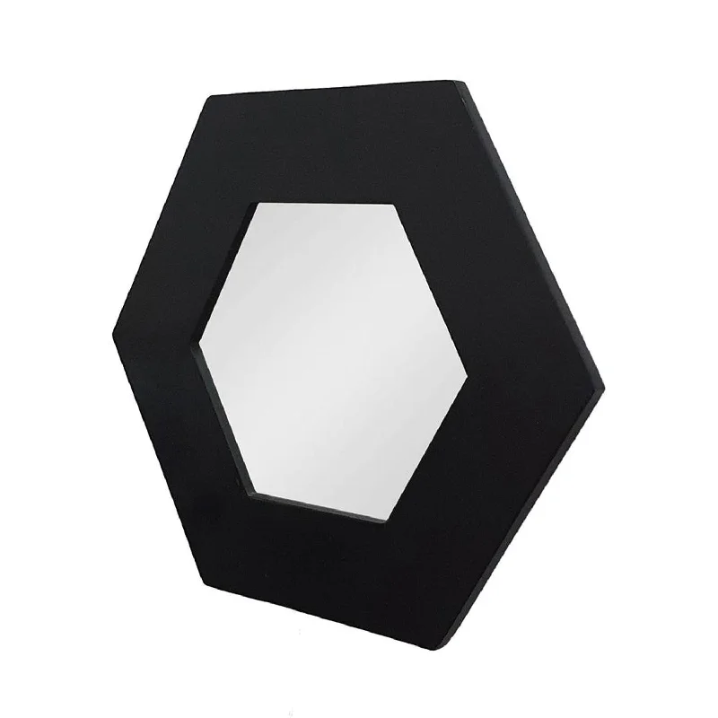 19" Hexagon Framed Accent Mirror - Black