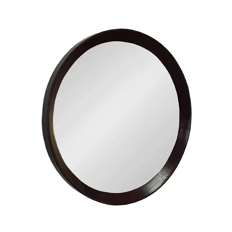 20" Round Framed Accent Mirror - Dark Brown