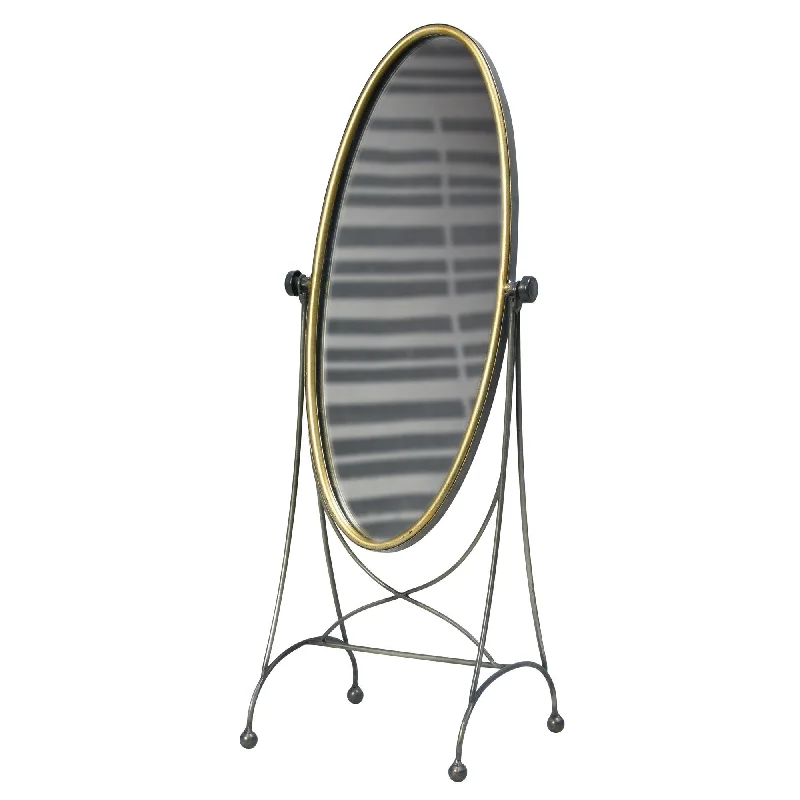 23" Round Framed Cheval Standing Mirror - Black