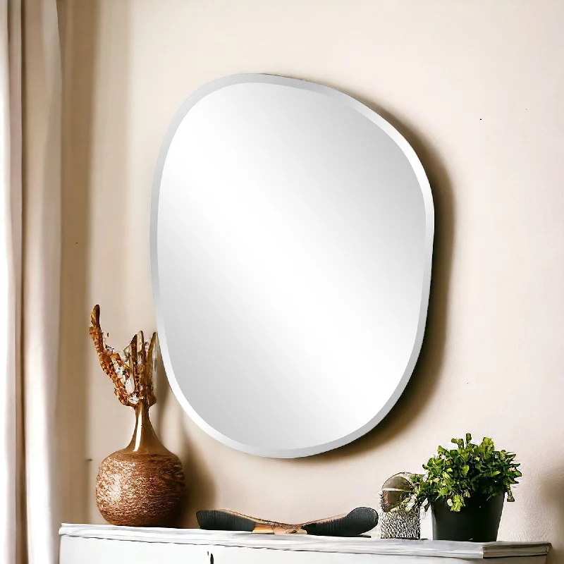 24" Abstract Unframed Accent Mirror - Silver