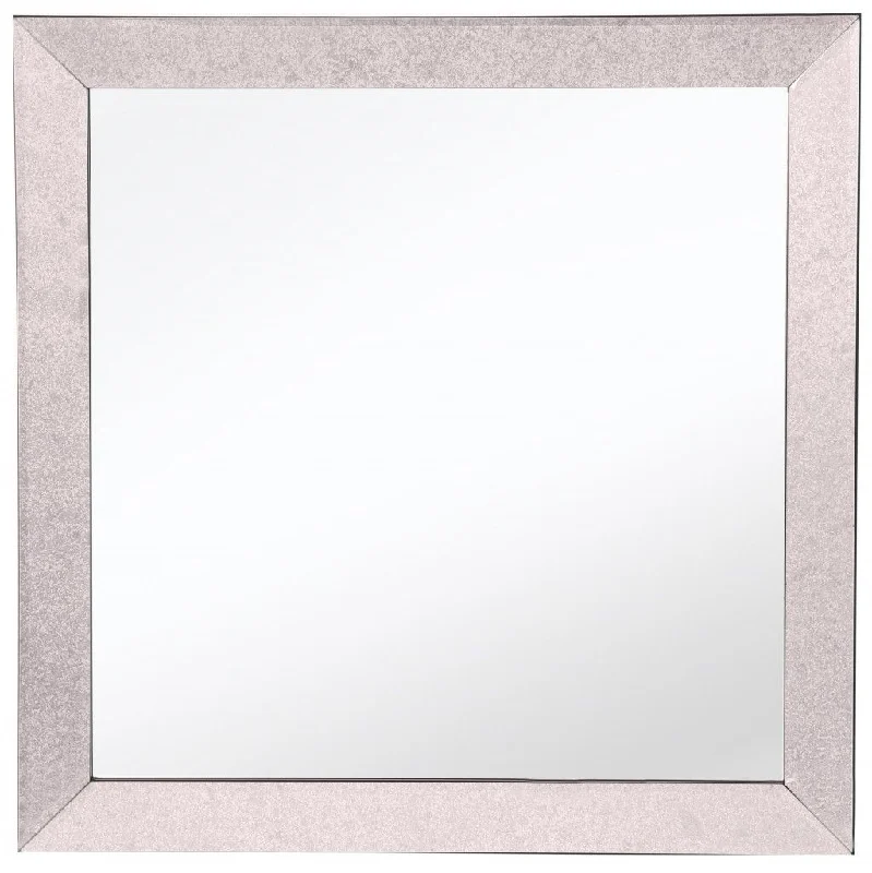 24" Square Glass Framed Accent Mirror - Gray