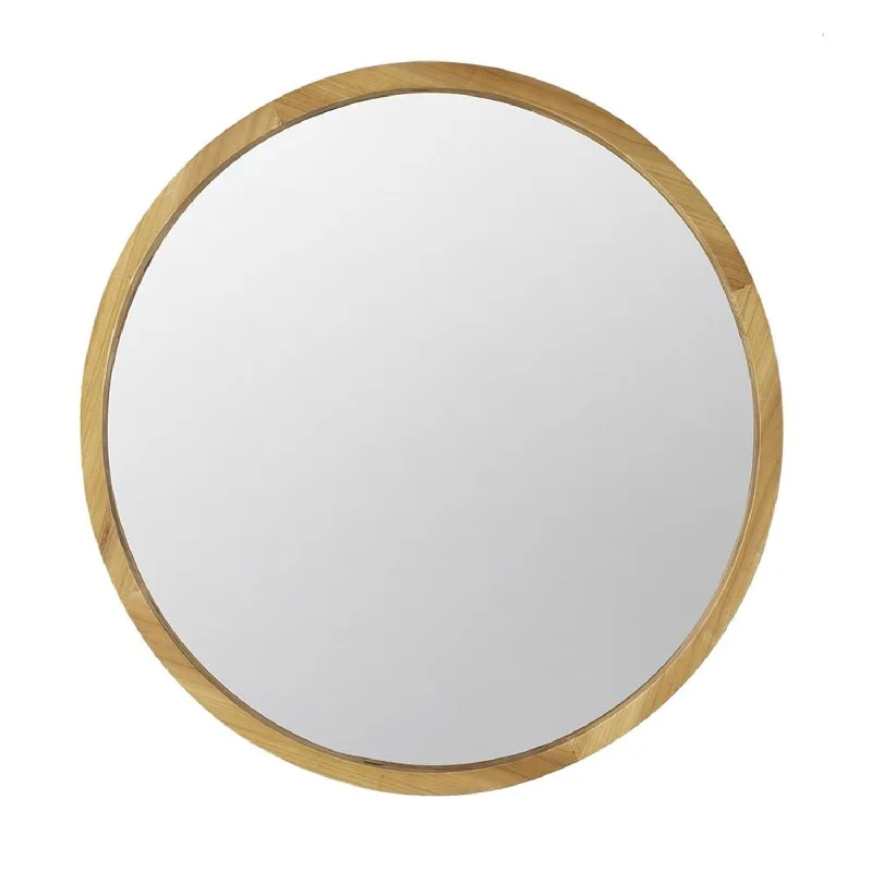 28" Round Framed Accent Mirror - Brown