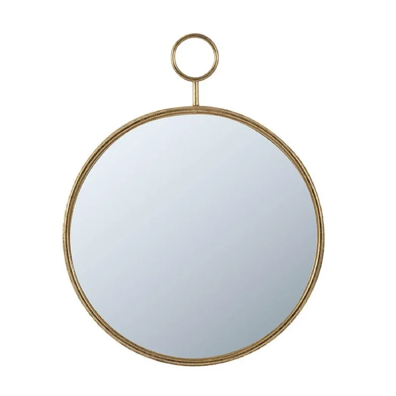 28" Round Framed Accent Mirror - Gold