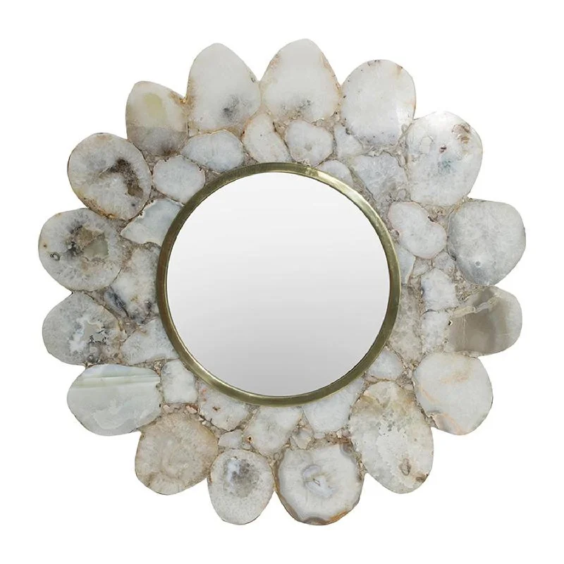 30" Abstract Framed Accent Mirror - White / Gold