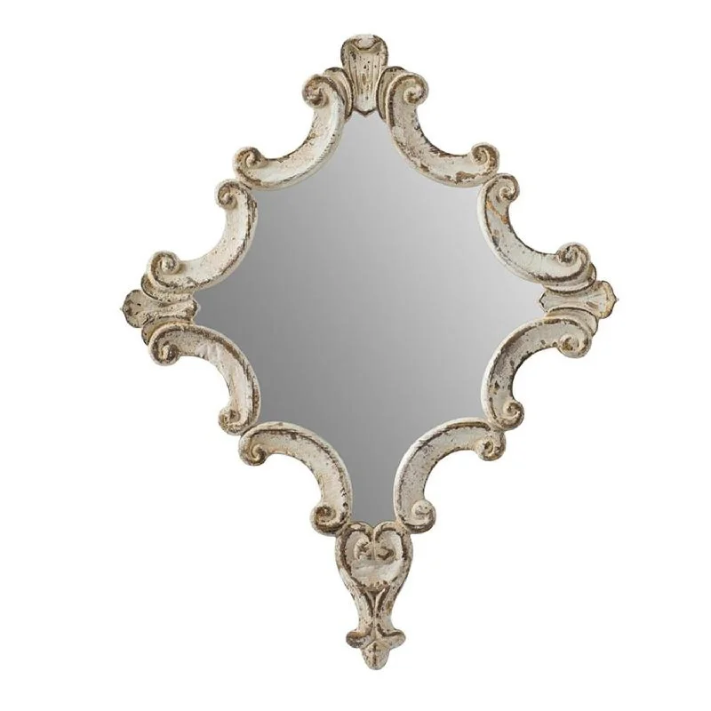 30" Abstract Framed Accent Mirror - White