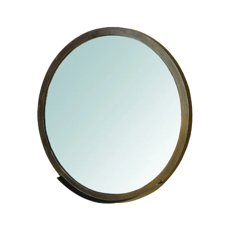 30" Round Framed Accent Mirror - Gold