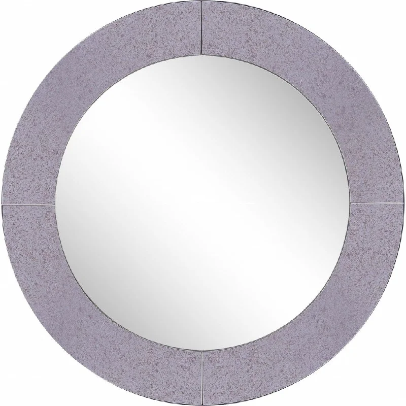 30" Round Glass Framed Accent Mirror - Gray