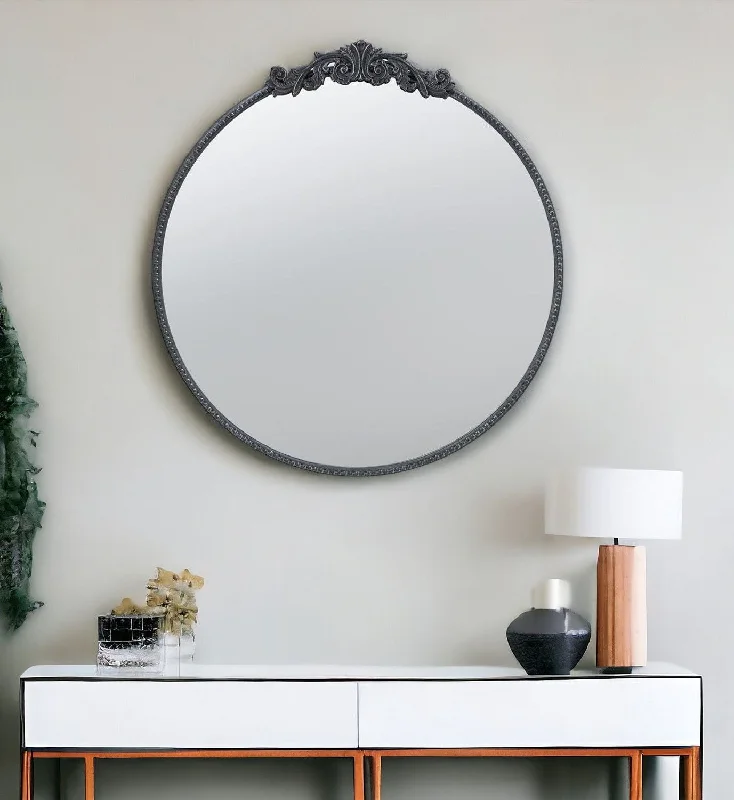 32" Crowned Top Framed Accent Mirror - Black