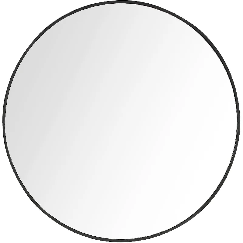 32" Round Framed Accent Mirror - Black