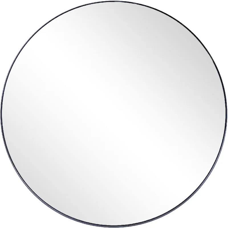 32" Round Metal Framed Accent Mirror - Black