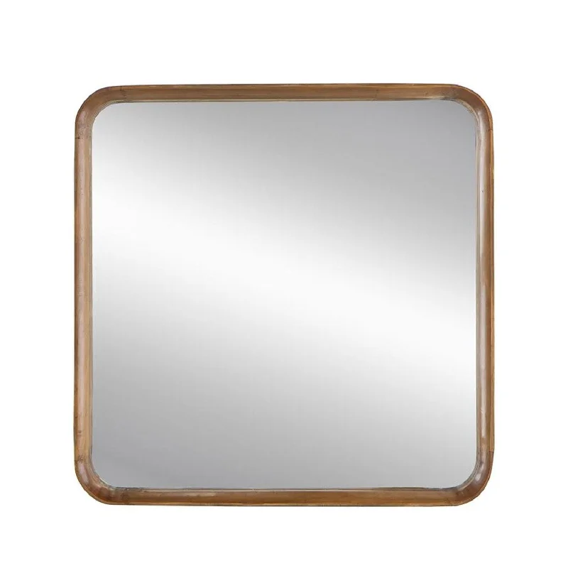 32" Square Framed Accent Mirror - Brown