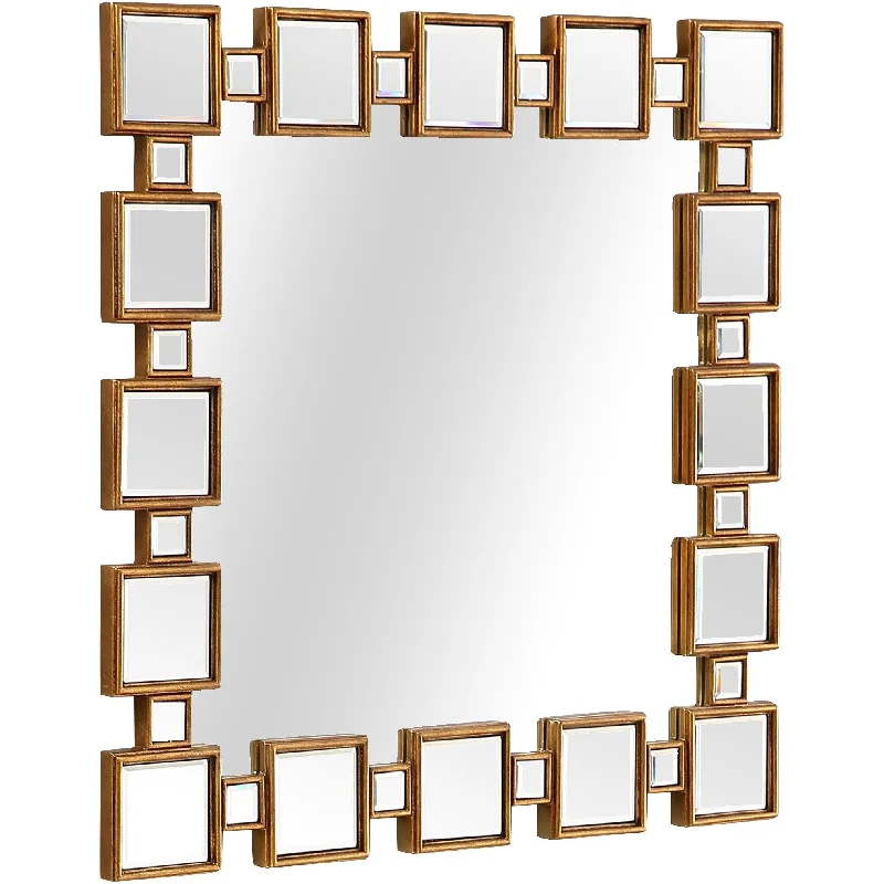 32" Square Framed Accent Mirror - Gold