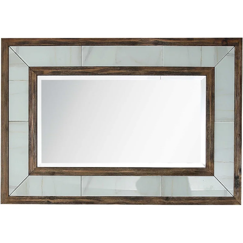 32" Wood Framed Accent Mirror - Brown