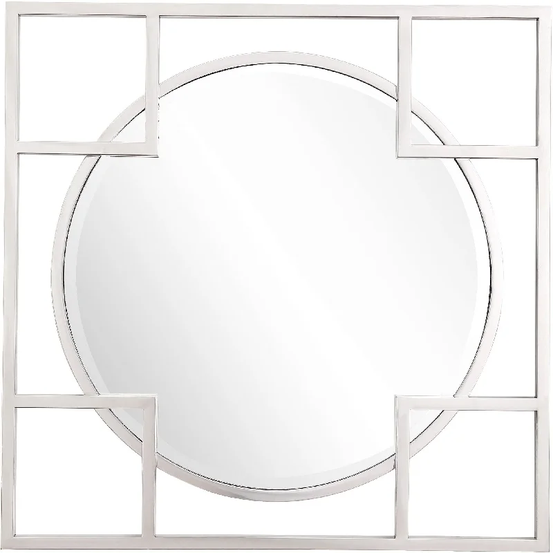 33" Square Metal Framed Accent Mirror - Silver