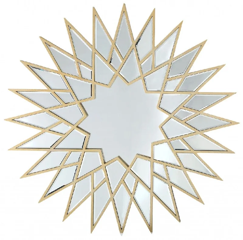 34" Sunburst Metal Framed Accent Mirror - Gold