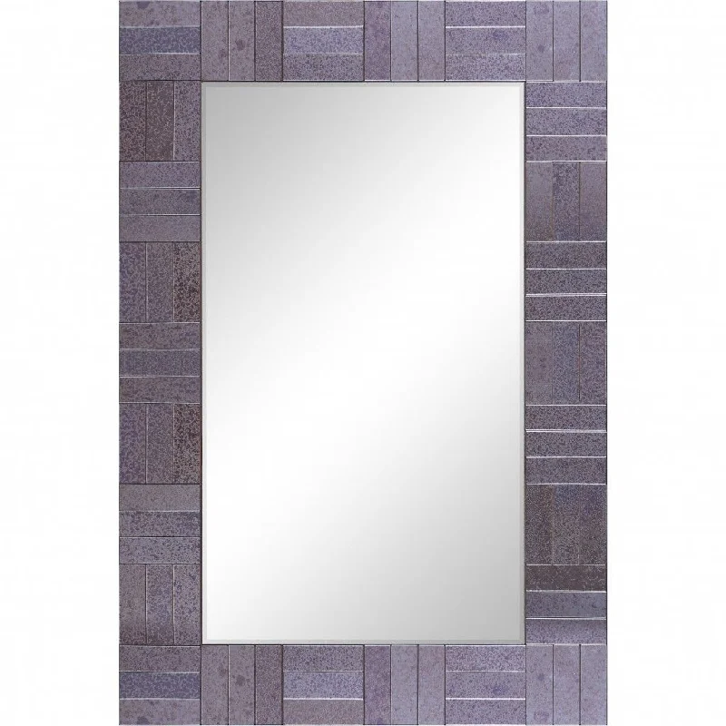 35" Glass Framed Accent Mirror - Gray