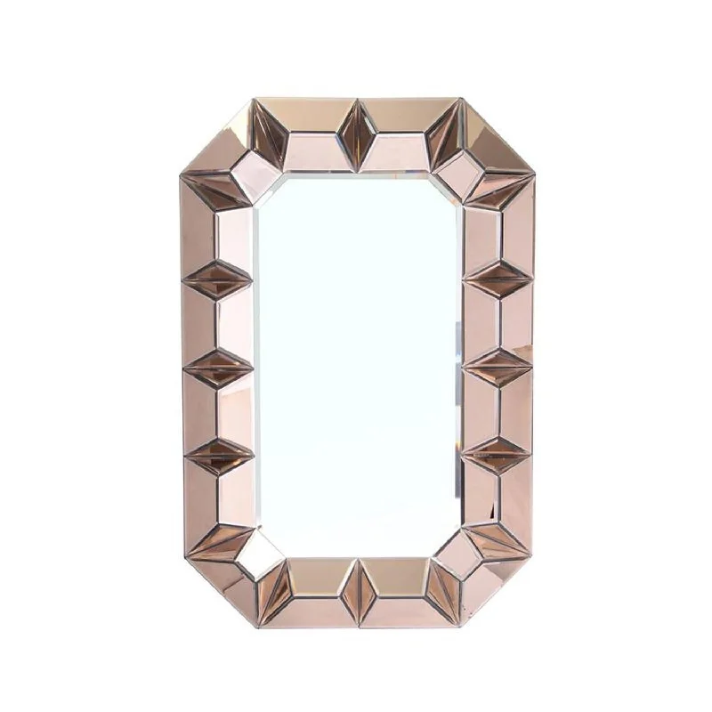 35" Glass Framed Accent Mirror - Rose Gold