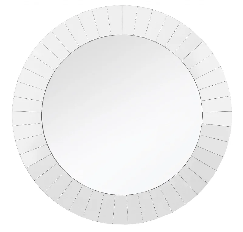 35" Round Glass Framed Accent Mirror - Clear