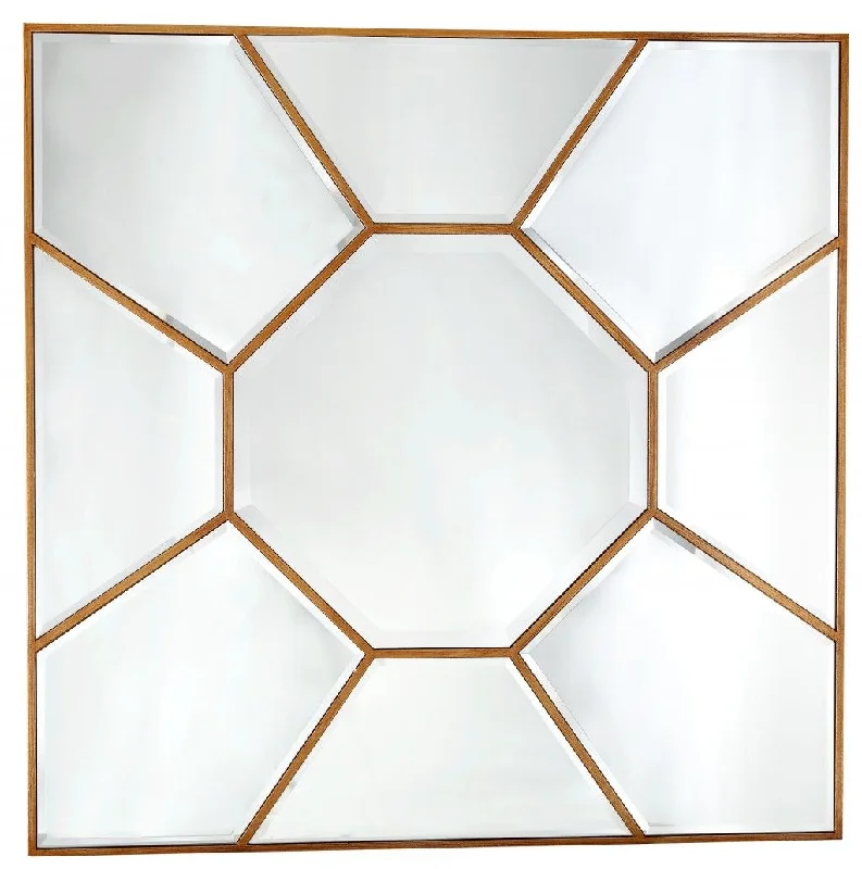 35" Square Metal Framed Accent Mirror - Gold