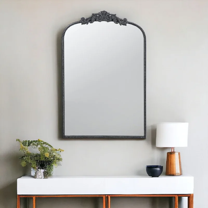 36" Crowned Top Framed Accent Mirror - Black