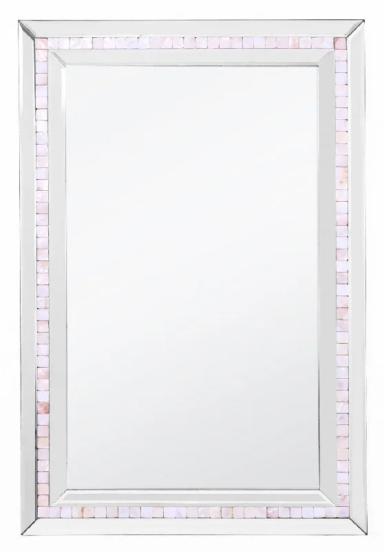 36" Glass Framed Accent Mirror - Silver