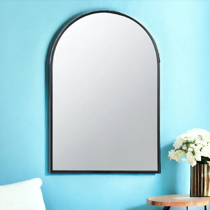 36" Metal Arch Accent Mirror - Black