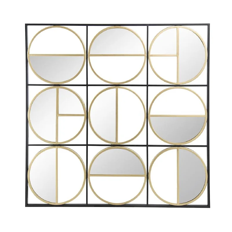 36" Square Framed Accent Mirror - Black / Gold