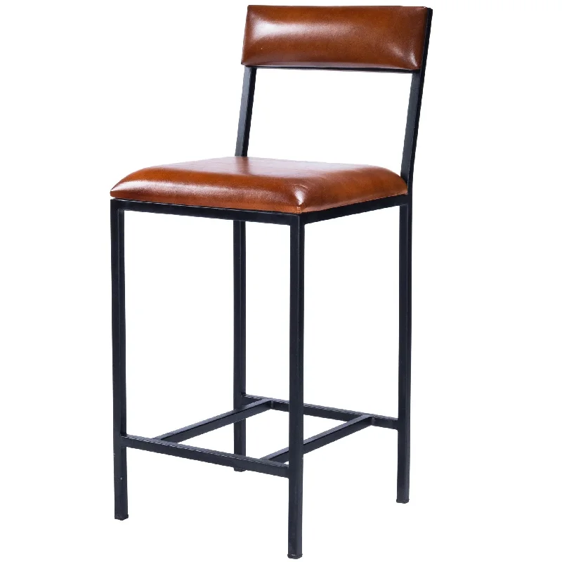 38.25" Iron Bar Chair - Brown / Black