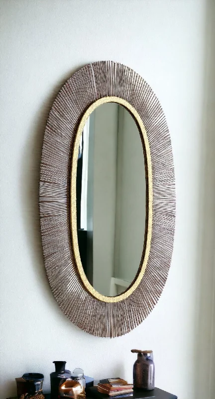 38" Oval Framed Accent Mirror - Black / Gold