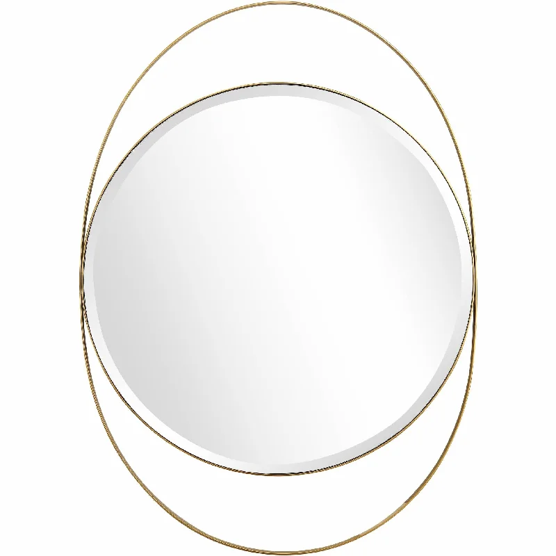 39" Oval Metal Framed Accent Mirror - Gold