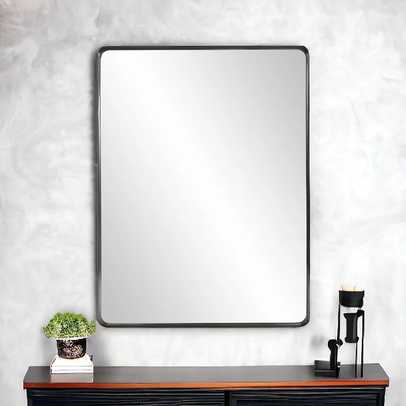 40" Metal Framed Accent Mirror - Black