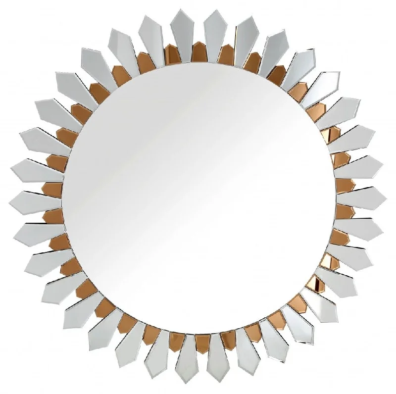 43" Round Glass Framed Accent Mirror - Gold