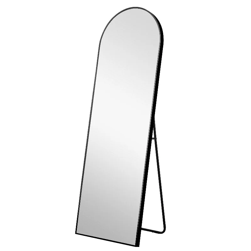 71" Arched Metal Narrow Frame Standing Mirror - Black