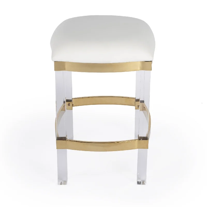 Acrylic Backless Counter Height Bar Chair - White / Clear