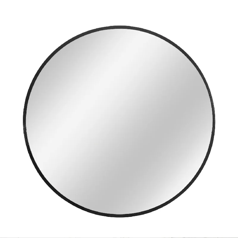 Aluminum Frame Round Mirror - Black