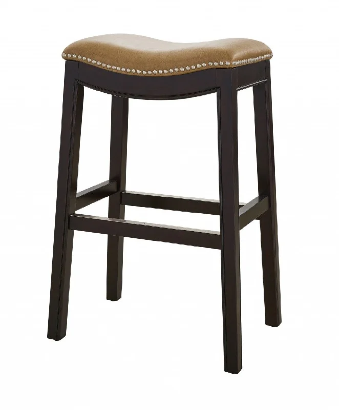 Backless Counter Height Bar Chair - Tan / Espresso