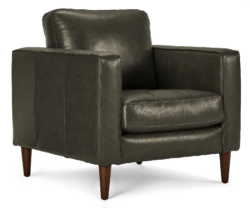 Bari Leather Chair - Charcoal