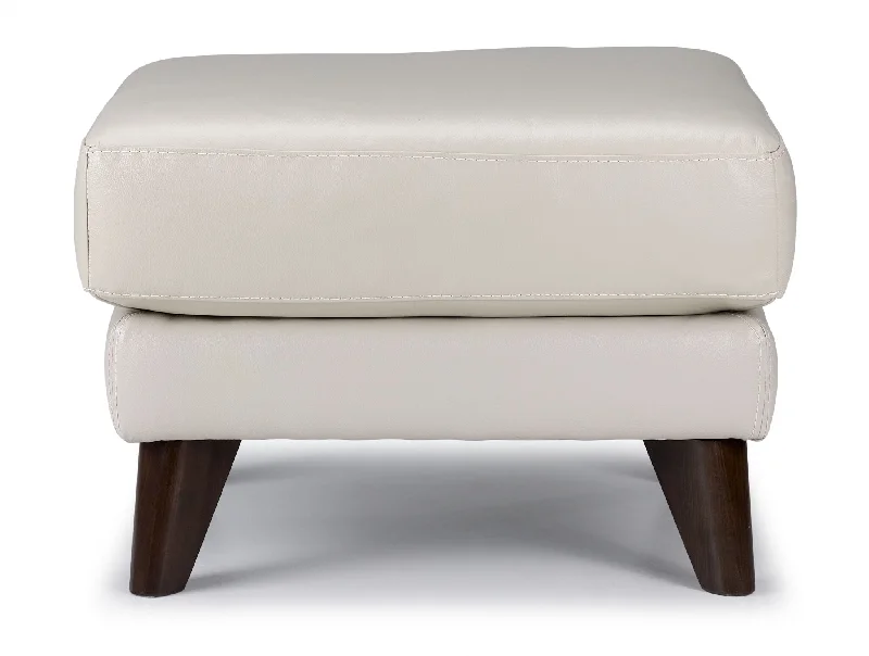 Braylon Leather Ottoman - Silver Grey